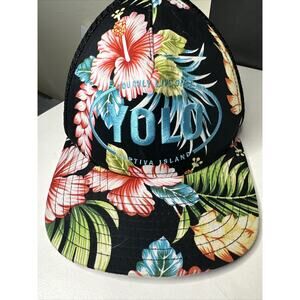 Rare YOLO Embroiled Hawaiian Floral, Captiva Island, ￼Snapback Cap Hat.